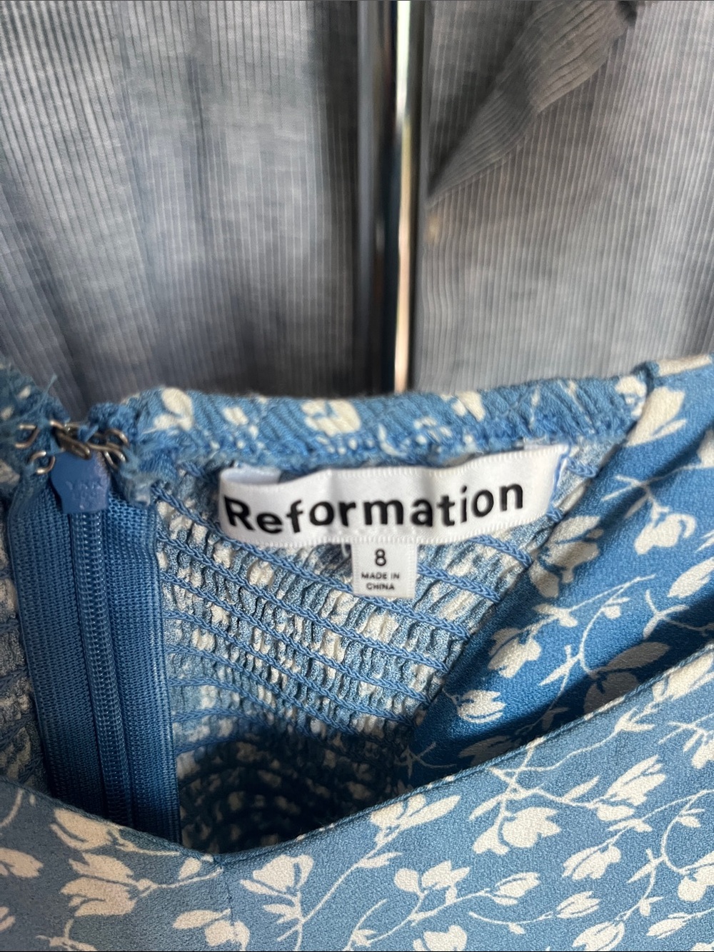 Reformation Baxley Marie Blue Floral Midi Dress - Picture 6 of 8
